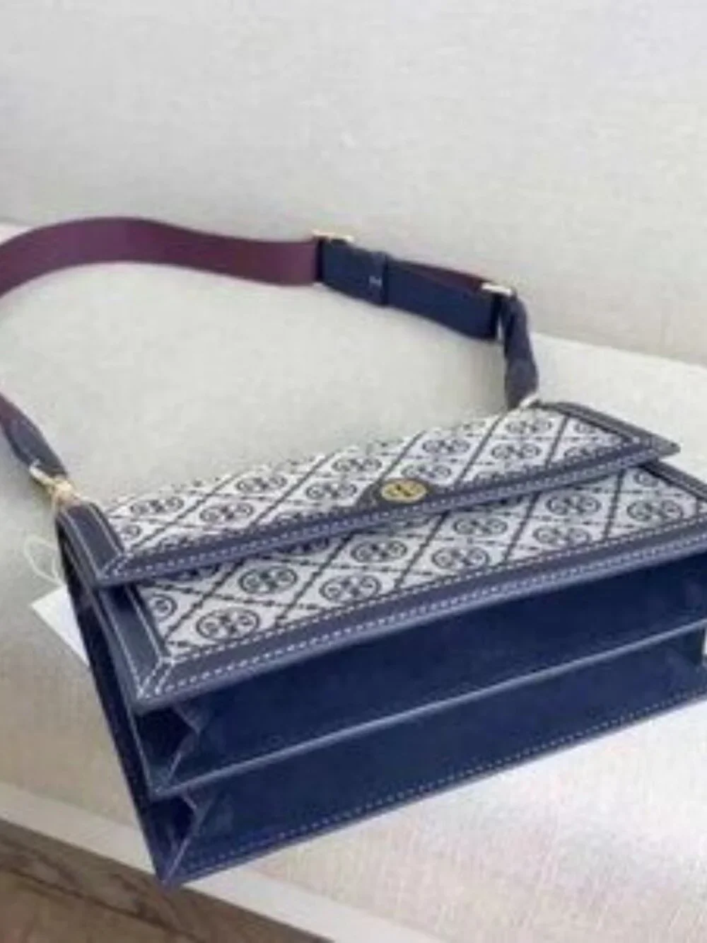 Tory Burch Navy T Monogram Jacquard shoulder bag